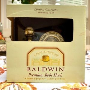 Baldwin Brass Mystic 100% Solid Polished Brass Robe Hook. Lifetime Finish.